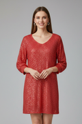 Women’s Mini Dress with Round Neck and Long Sleeves