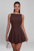 Women’s Mini Dress with Sleeveless Cut and Pleated Skirt