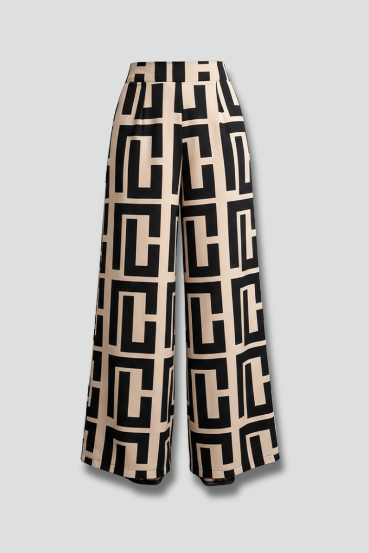 Women’s Palazzo Trousers with Graphic Print and Wide Legs