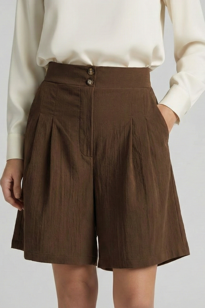 Women’s Shorts with Button Waist and Wide Legs