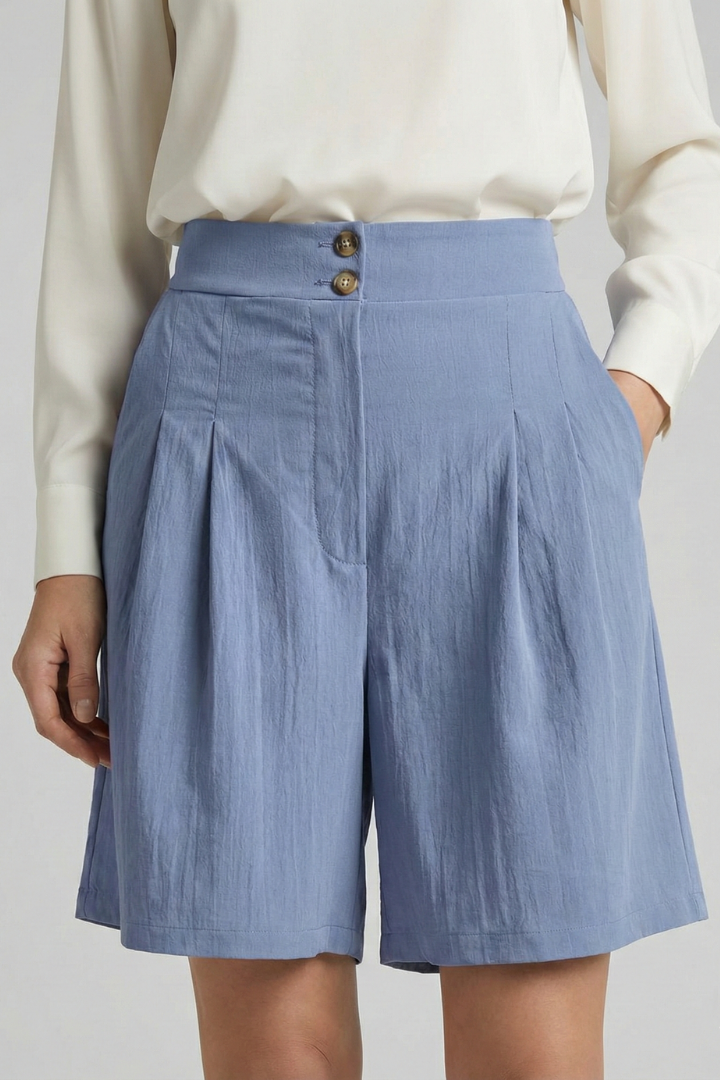 Women’s Shorts with Button Waist and Wide Legs