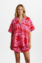 Women’s Two-Piece Set with Printed Shirt and Matching Shorts