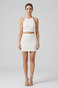 Women’s Two Piece Set with Halter Top and Mini Skirt