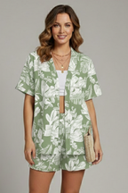 Women’s Two Piece Set with Open Front Top and Shorts