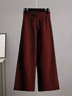 Women's Ribbed Knit Sweater and Wide-Leg Pants Set