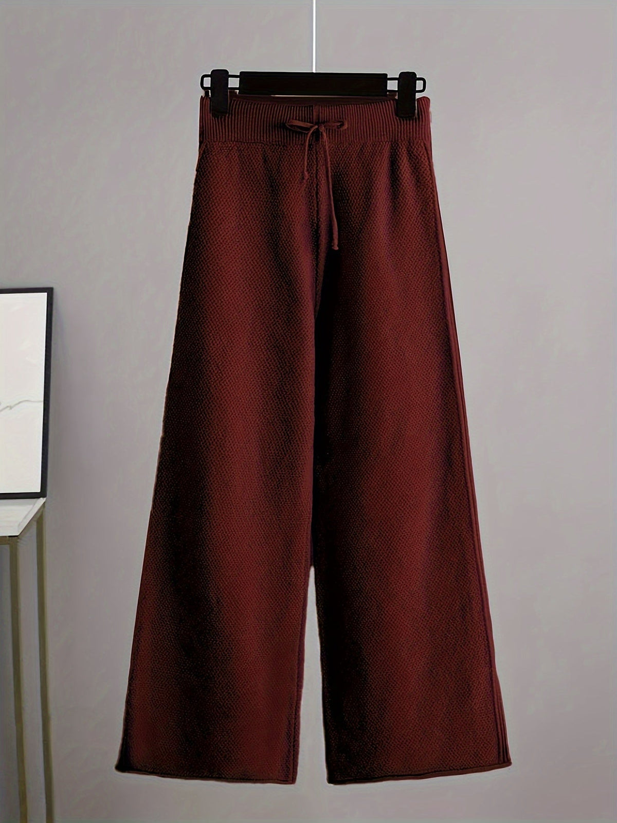 Women's Ribbed Knit Sweater and Wide-Leg Pants Set