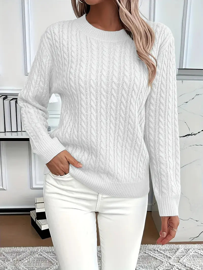 Brenna | Women's Cable Knit Crew Neck Sweater