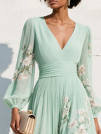 Women's Floral V-Neck Midi Dress
