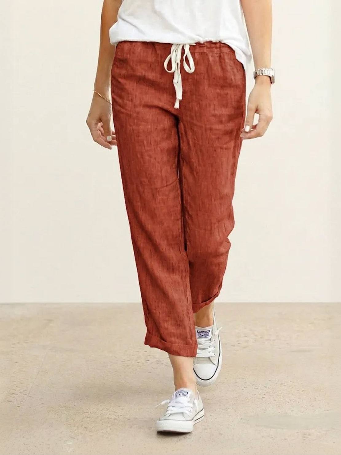 Women's Relaxed Drawstring Waist Wide Leg Casual Pants
