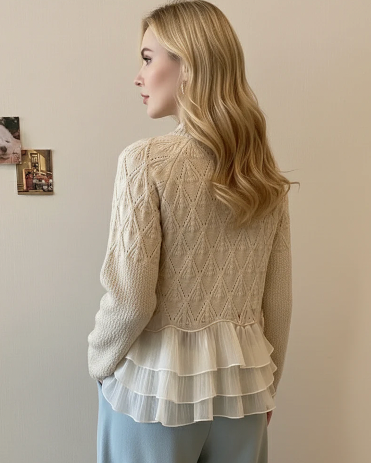 Women's Ruffle Detail Knit Sweater