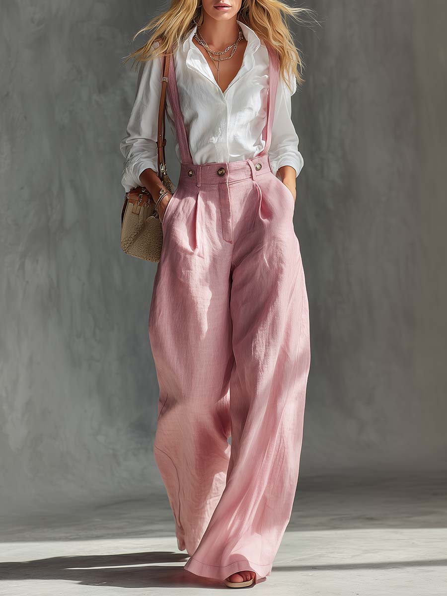 Women's Effortless Wide Leg Suspender Overalls