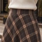 Women's High Waist Plaid A-Line Skirt