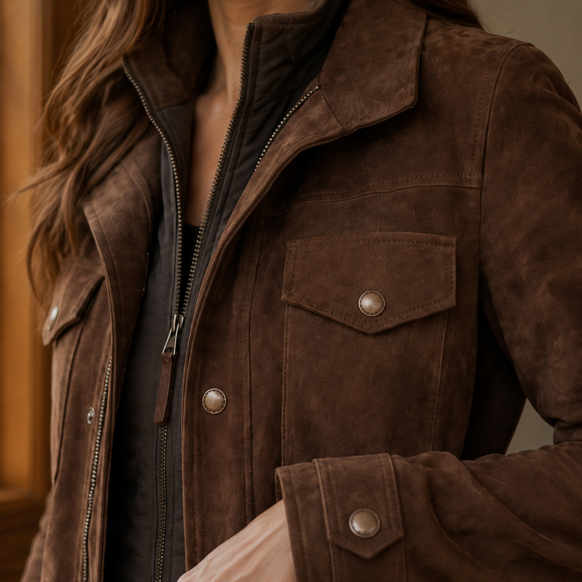 Women's Longline Suede Utility Jacket