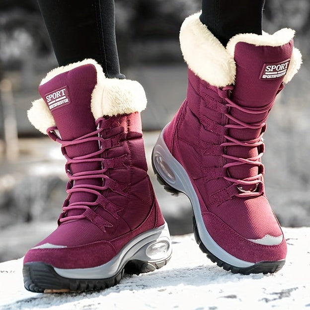 Kris | Women’s Faux Fur Cuff Lace-Up Mid-Calf Snow Boots