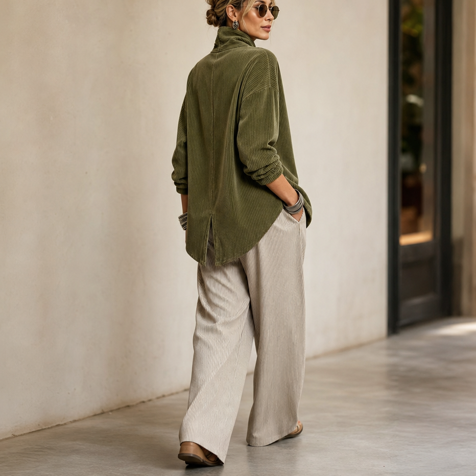 Tina | Women's Asymmetric Corduroy Top