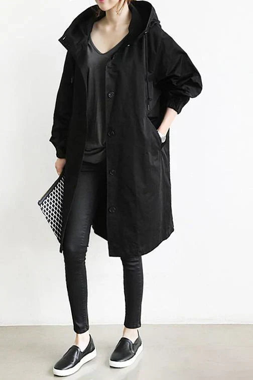 Women's Waterproof Hooded Longline Trench Coat