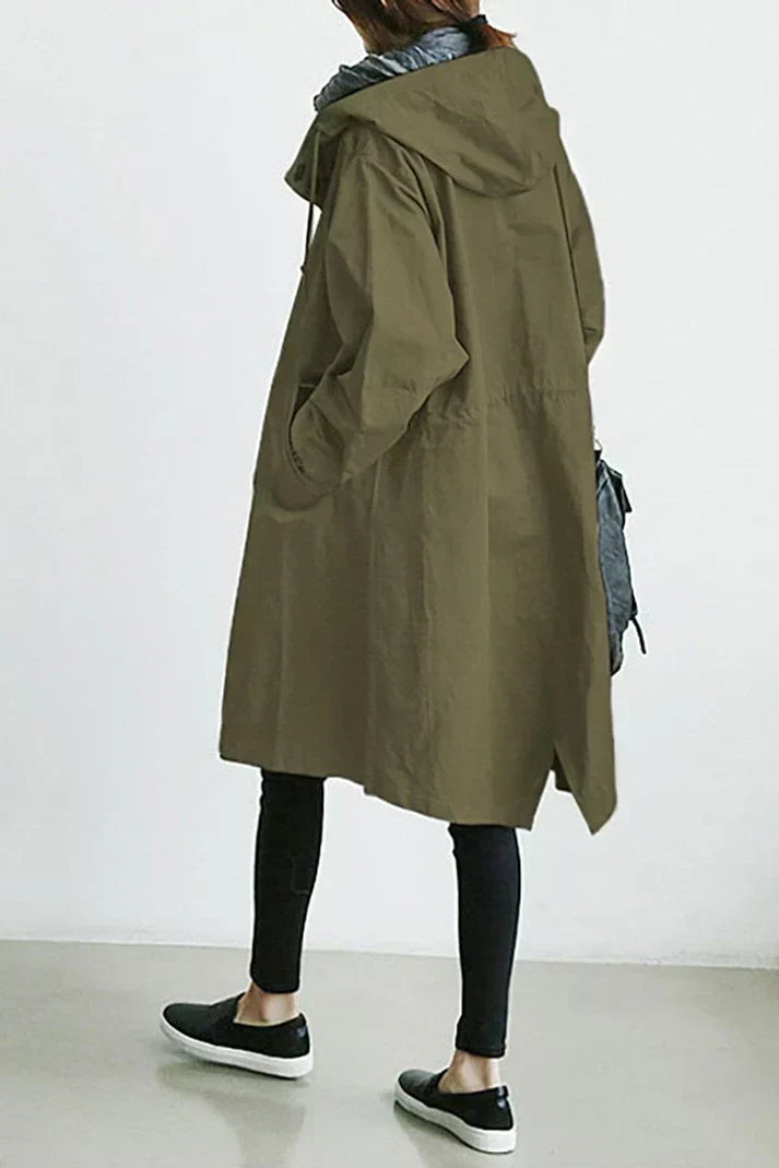 Women's Waterproof Hooded Longline Trench Coat