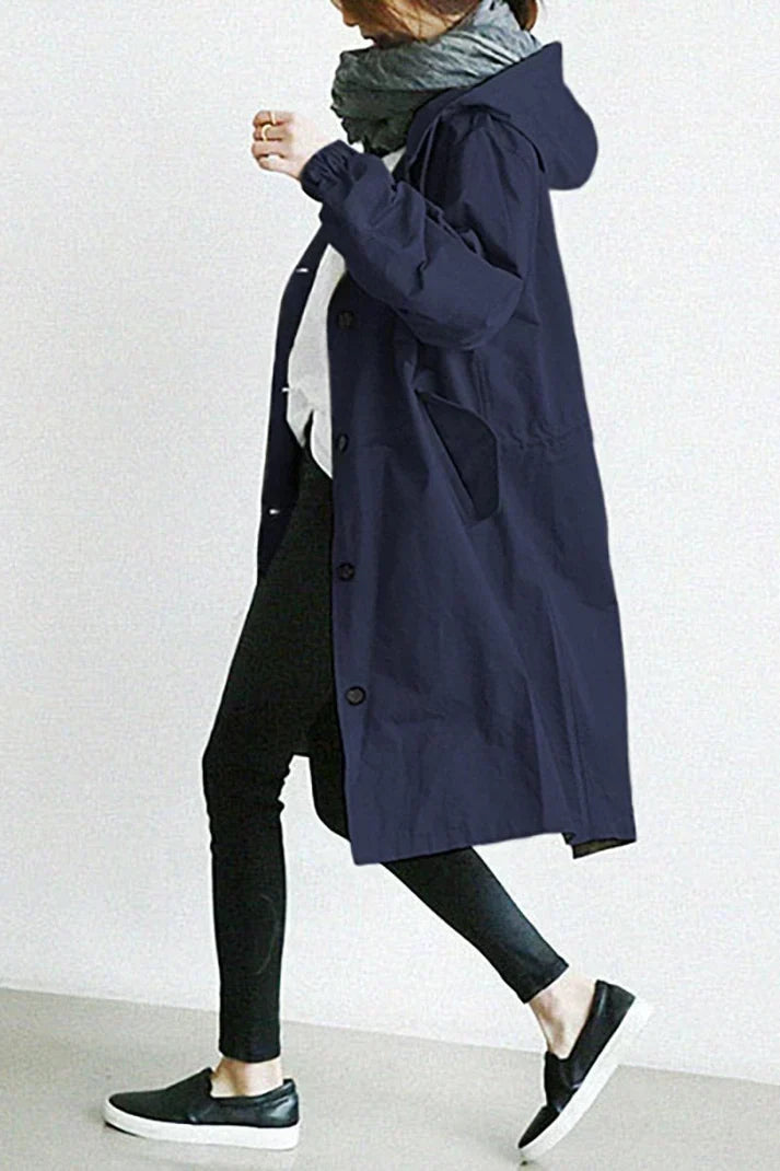 Women's Waterproof Hooded Longline Trench Coat