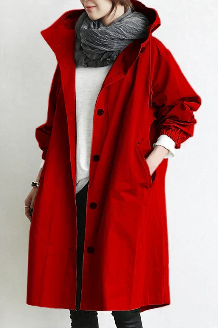 Women's Waterproof Hooded Longline Trench Coat