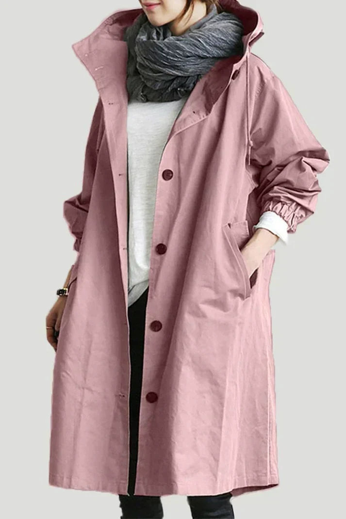 Women's Waterproof Hooded Longline Trench Coat