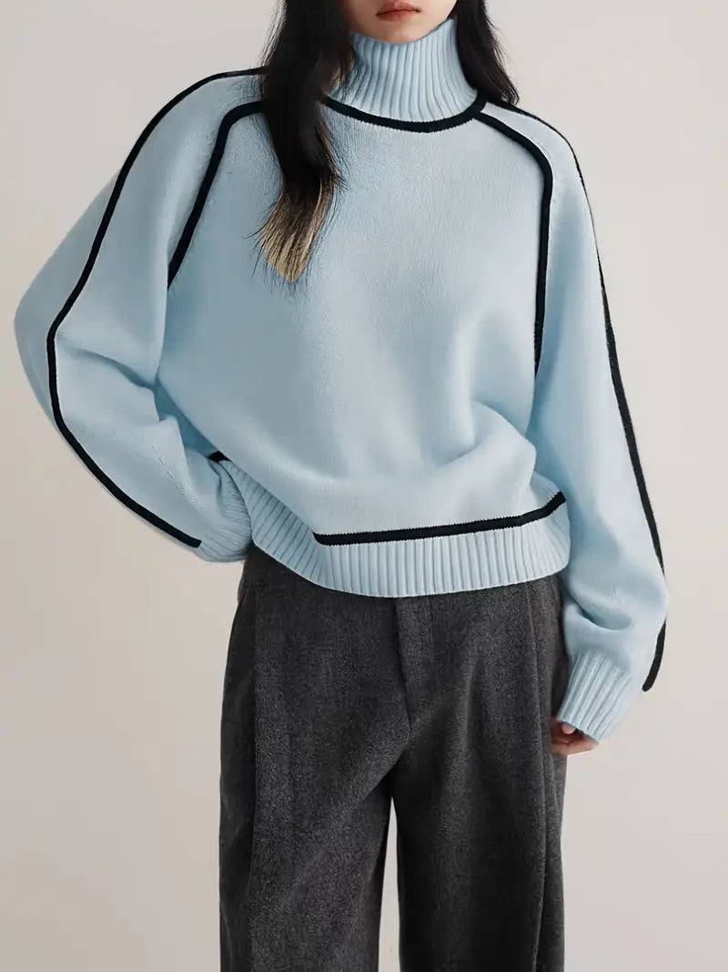 Mervyn | Women's Turtleneck Sweater with Contrast Piping