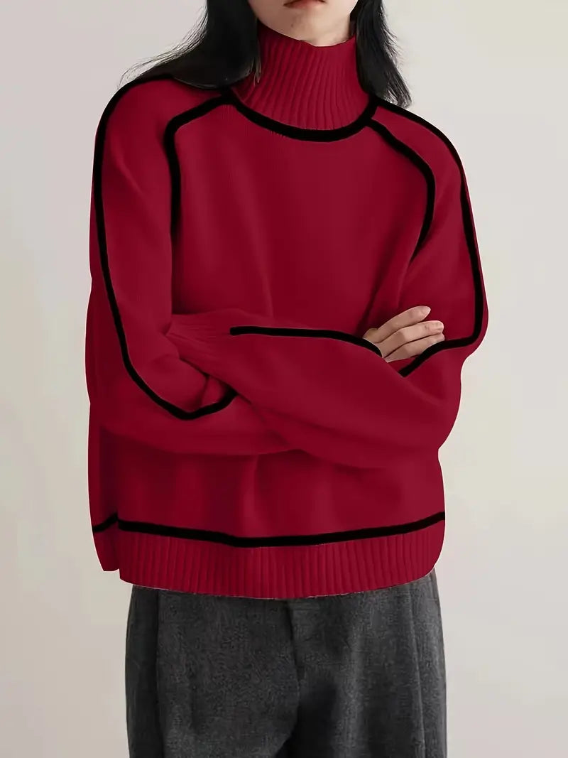 Mervyn | Women's Turtleneck Sweater with Contrast Piping