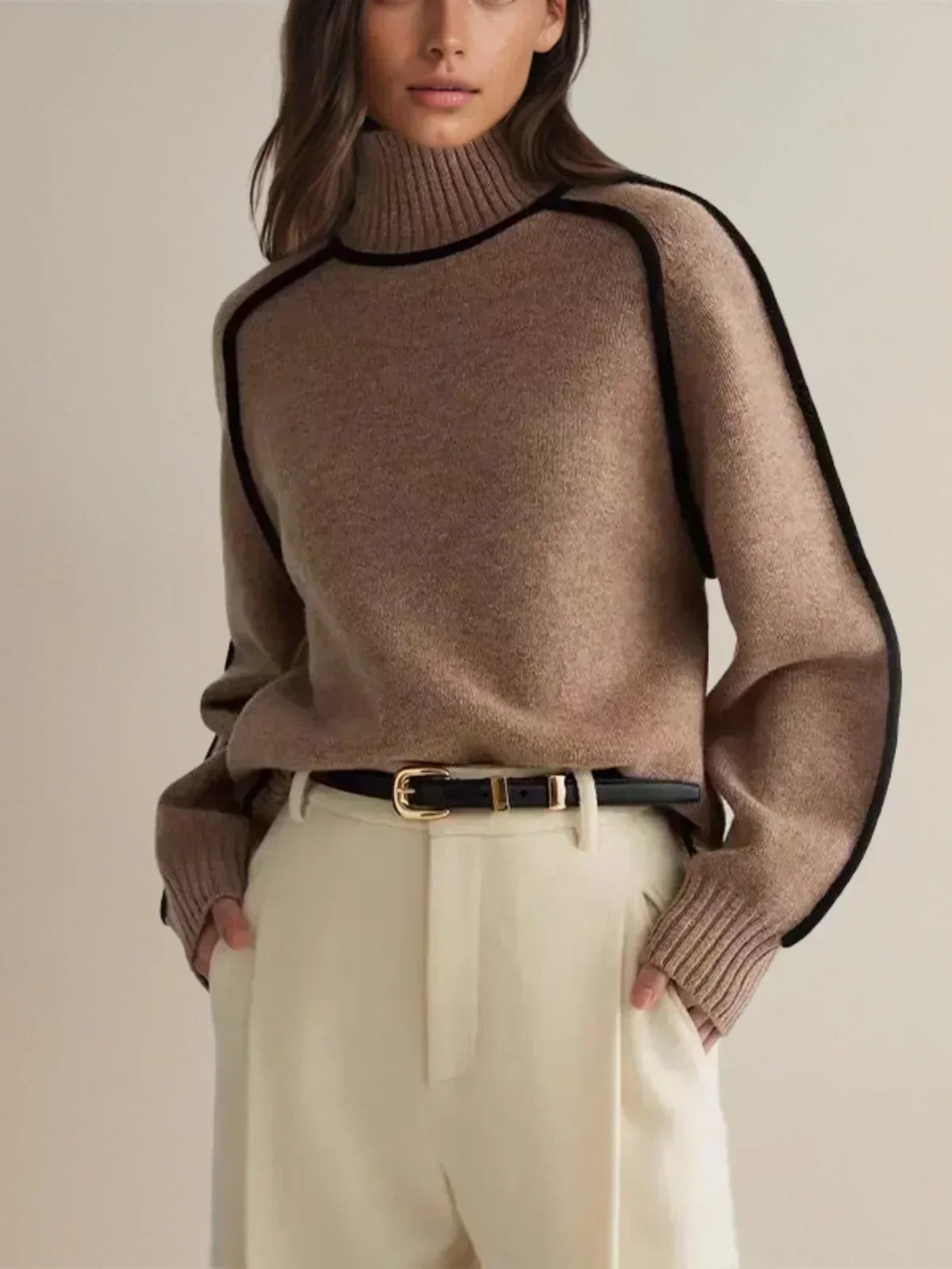 Mervyn | Women's Turtleneck Sweater with Contrast Piping