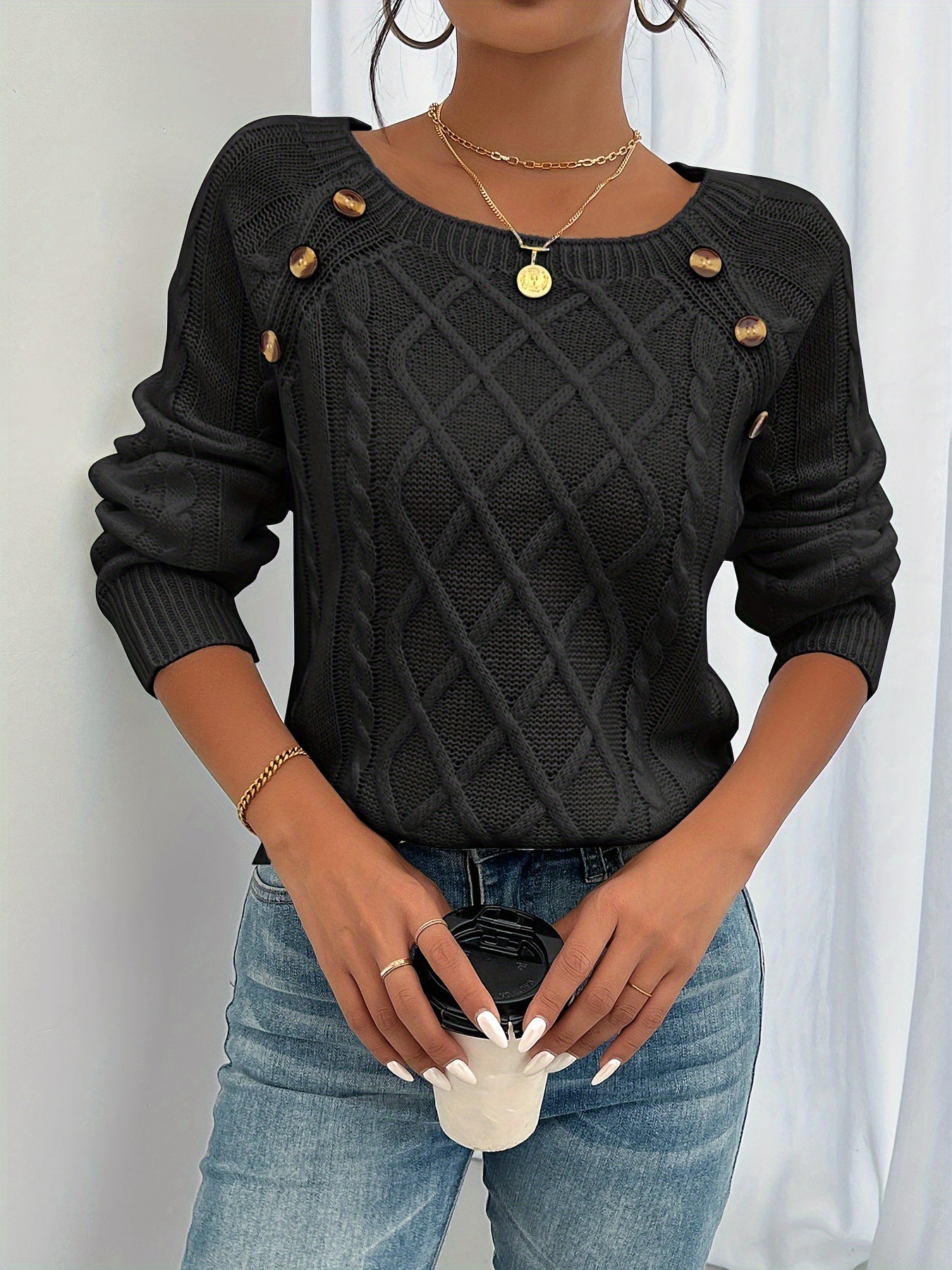 Odaline | Women's Cable Knit Pullover Sweater
