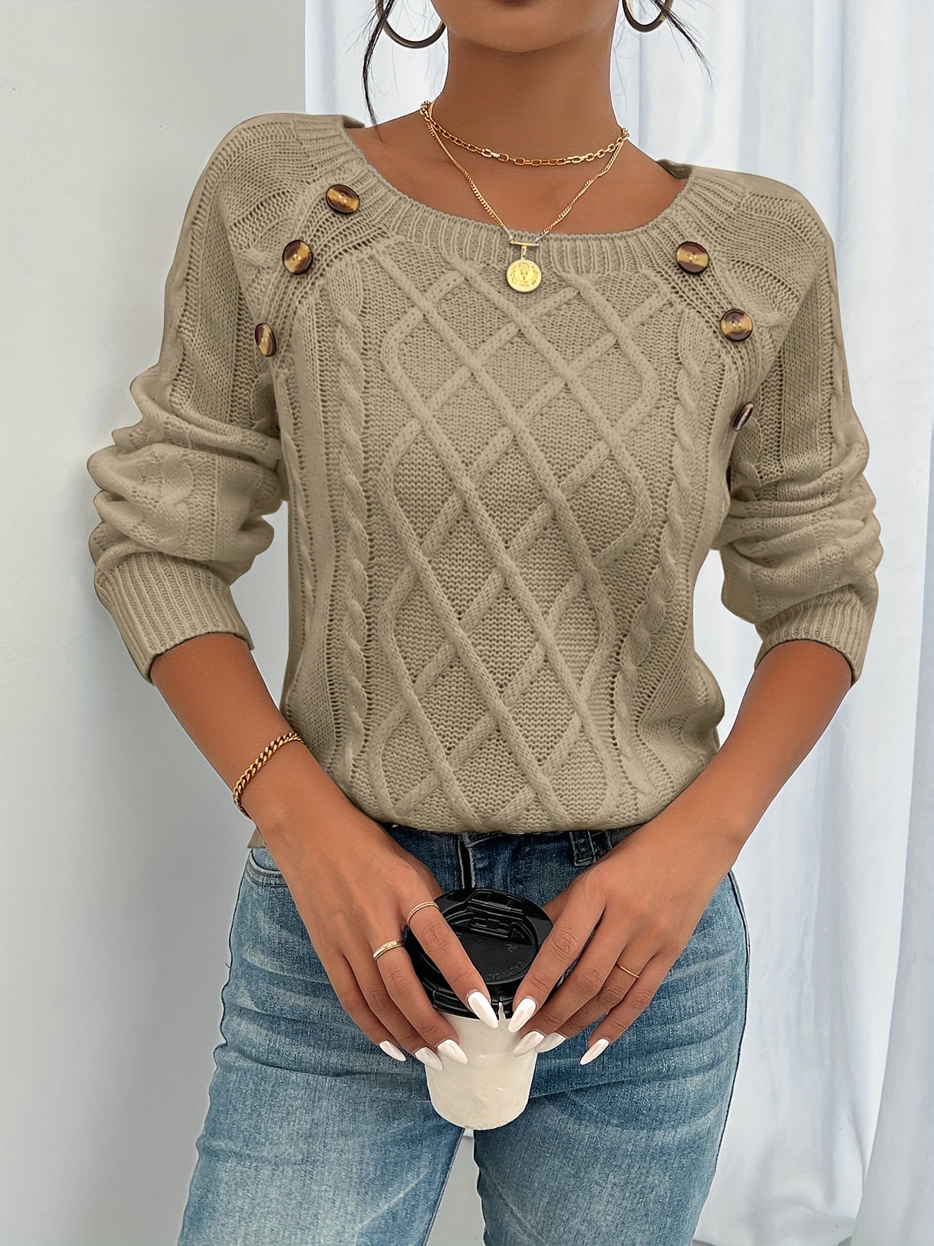Odaline | Women's Cable Knit Pullover Sweater