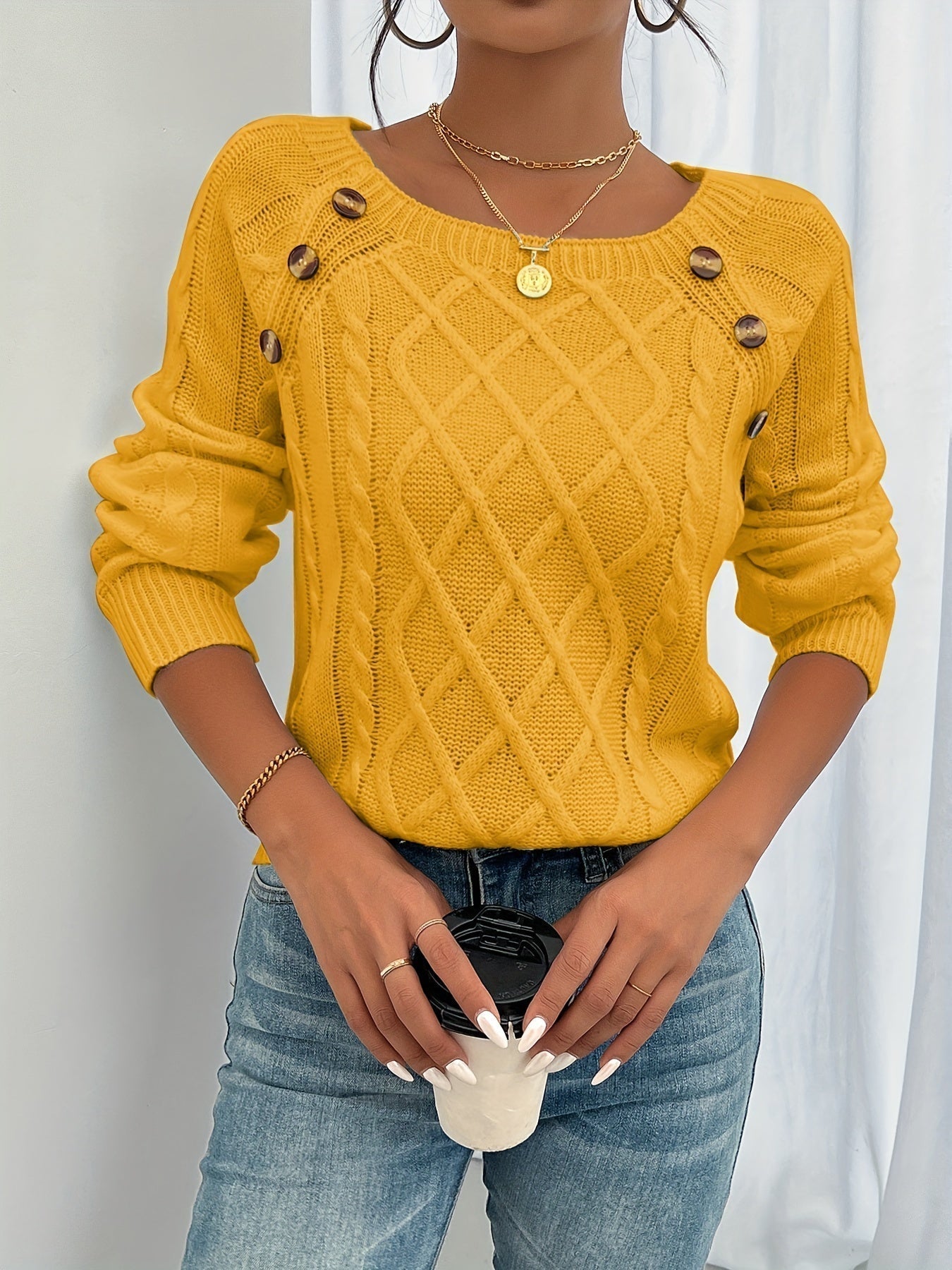 Odaline | Women's Cable Knit Pullover Sweater