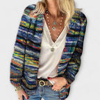 Roswen | Women's Multicolor Open-Front Knit Cardigan