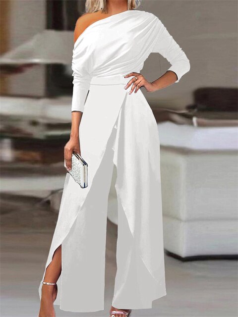 Women's Off Shoulder Wide Leg Jumpsuit