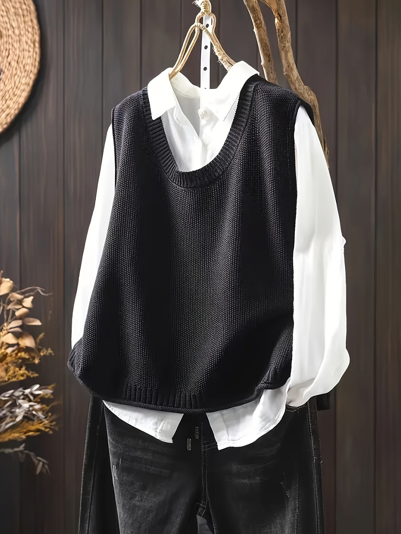 Vanthea | Women's Knit Sweater Vest and Shirt Set