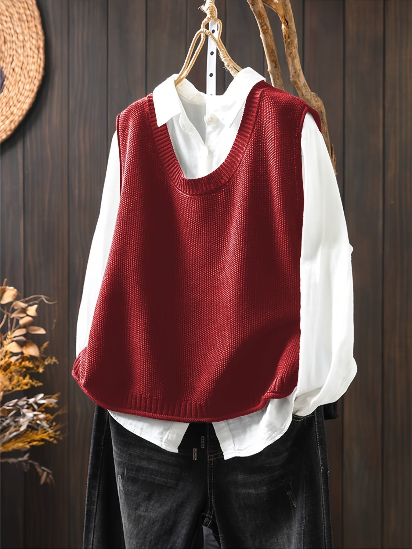 Vanthea | Women's Knit Sweater Vest and Shirt Set