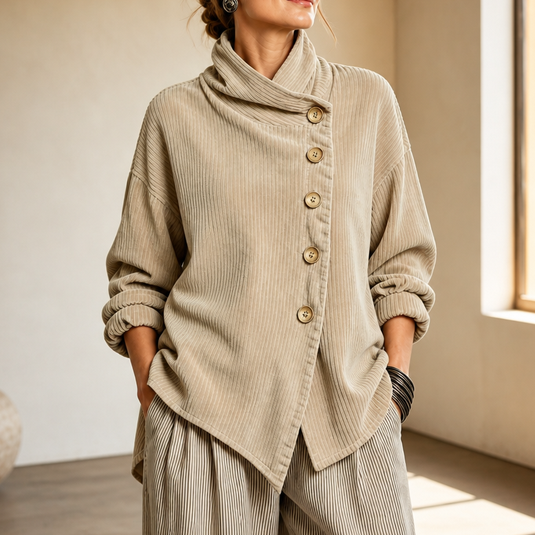 Tina | Women's Asymmetric Corduroy Top