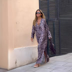 Women's Elegant Long Sleeve Printed Floral Maxi Dress