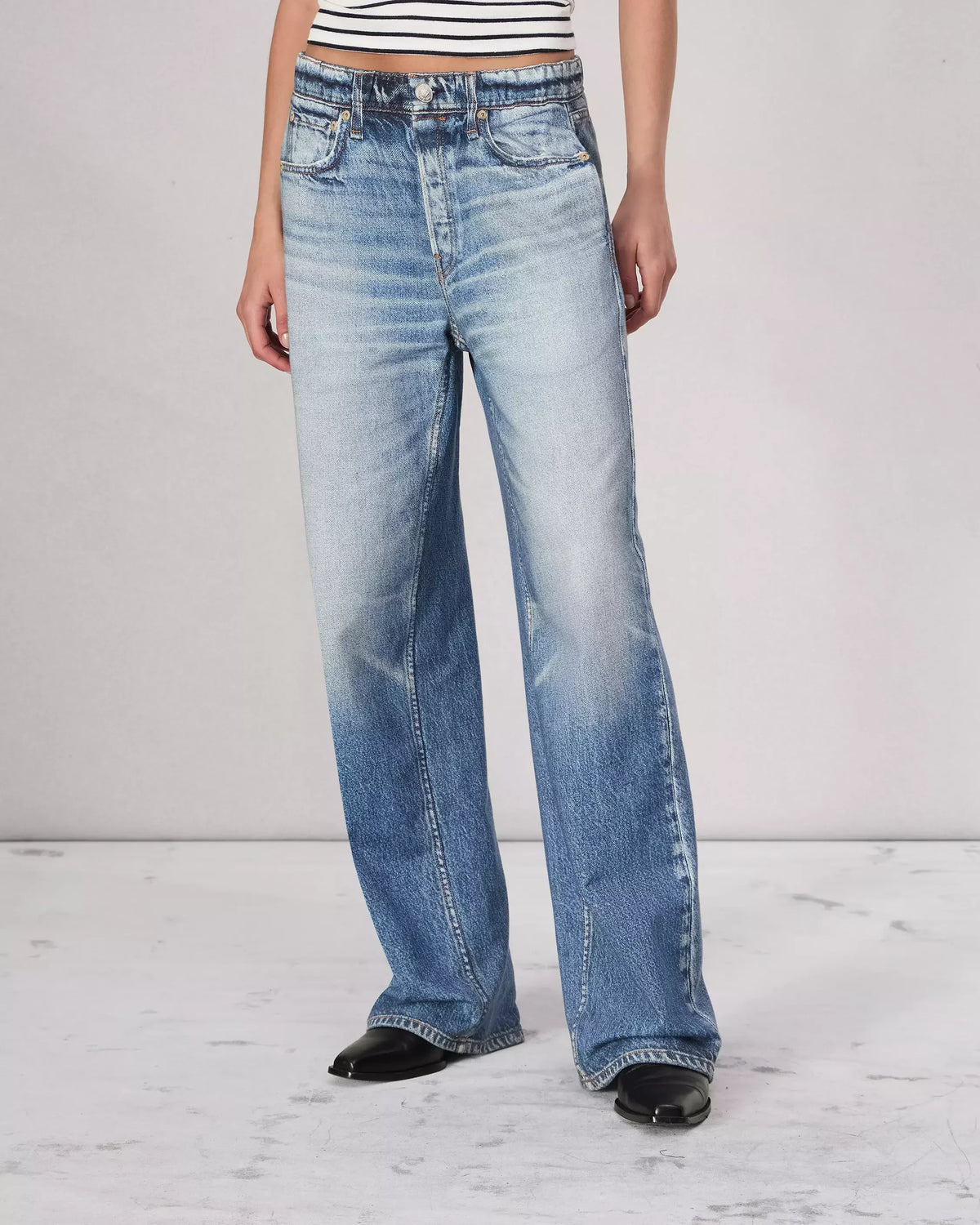 Women's Denim Jeans | Wide Leg Baggy Vintage Wash