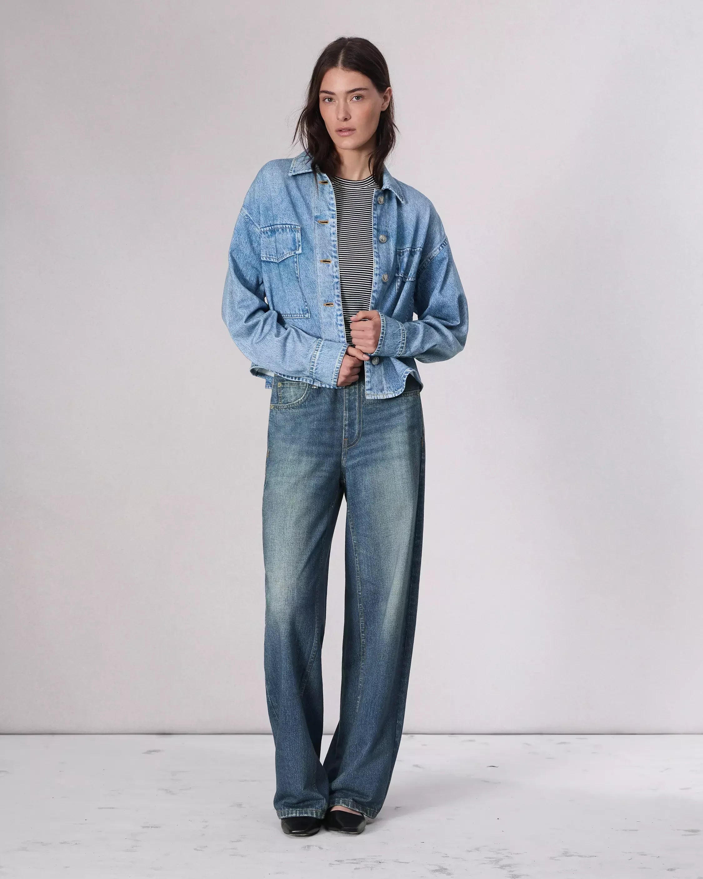 Women's Denim Jeans | Wide Leg Baggy Vintage Wash