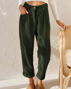 Women's Wide Leg Pants | Corduroy Pleated Belt-Free