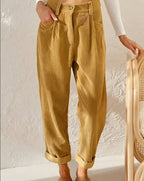 Women's Wide Leg Pants | Corduroy Pleated Belt-Free