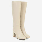 Women's Knee-High Block Heel Side-Zip Vegan Leather Boots