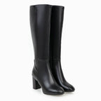 Women's Knee-High Block Heel Side-Zip Vegan Leather Boots