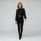 Women's Relaxed Fit Bow Tie Neck Long Sleeve Blouse