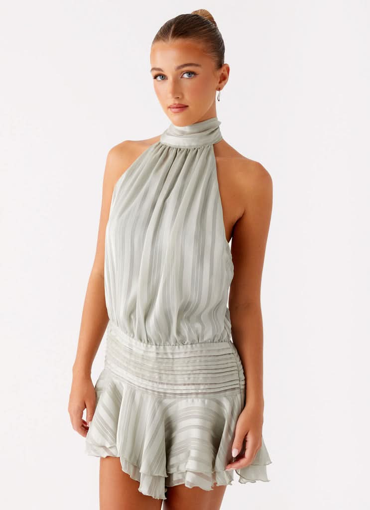 Women's Summer Halter Ruched Bodycon Mini Dress
